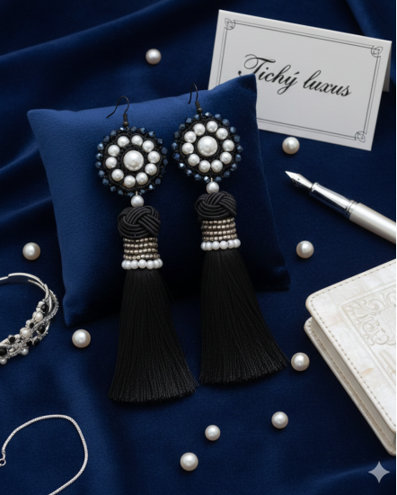 Háčkované  dizajnové náušnice "Tichý luxus"